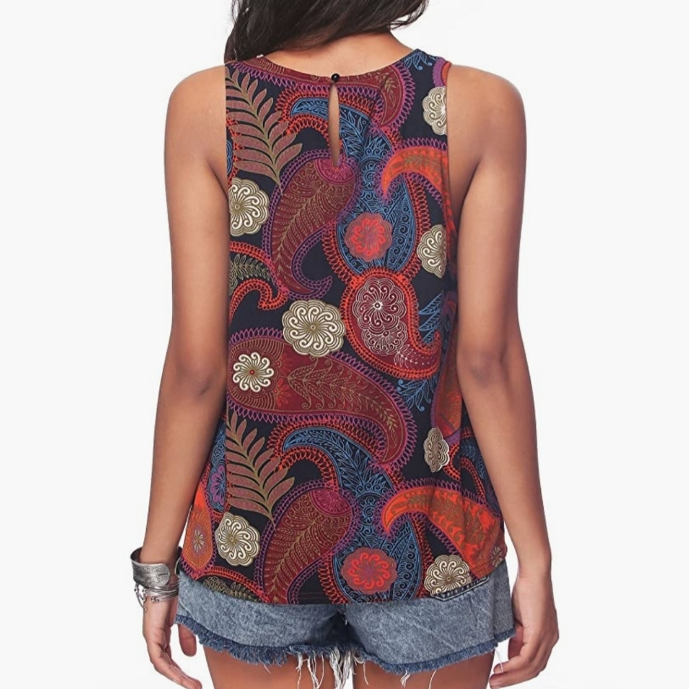 Paisley Print Peplum Tank Top - Picture 2 of 4